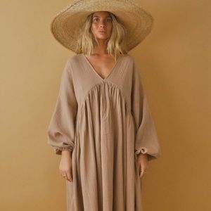 Boheme Goods - The Dress, Tan Linen - Size 2